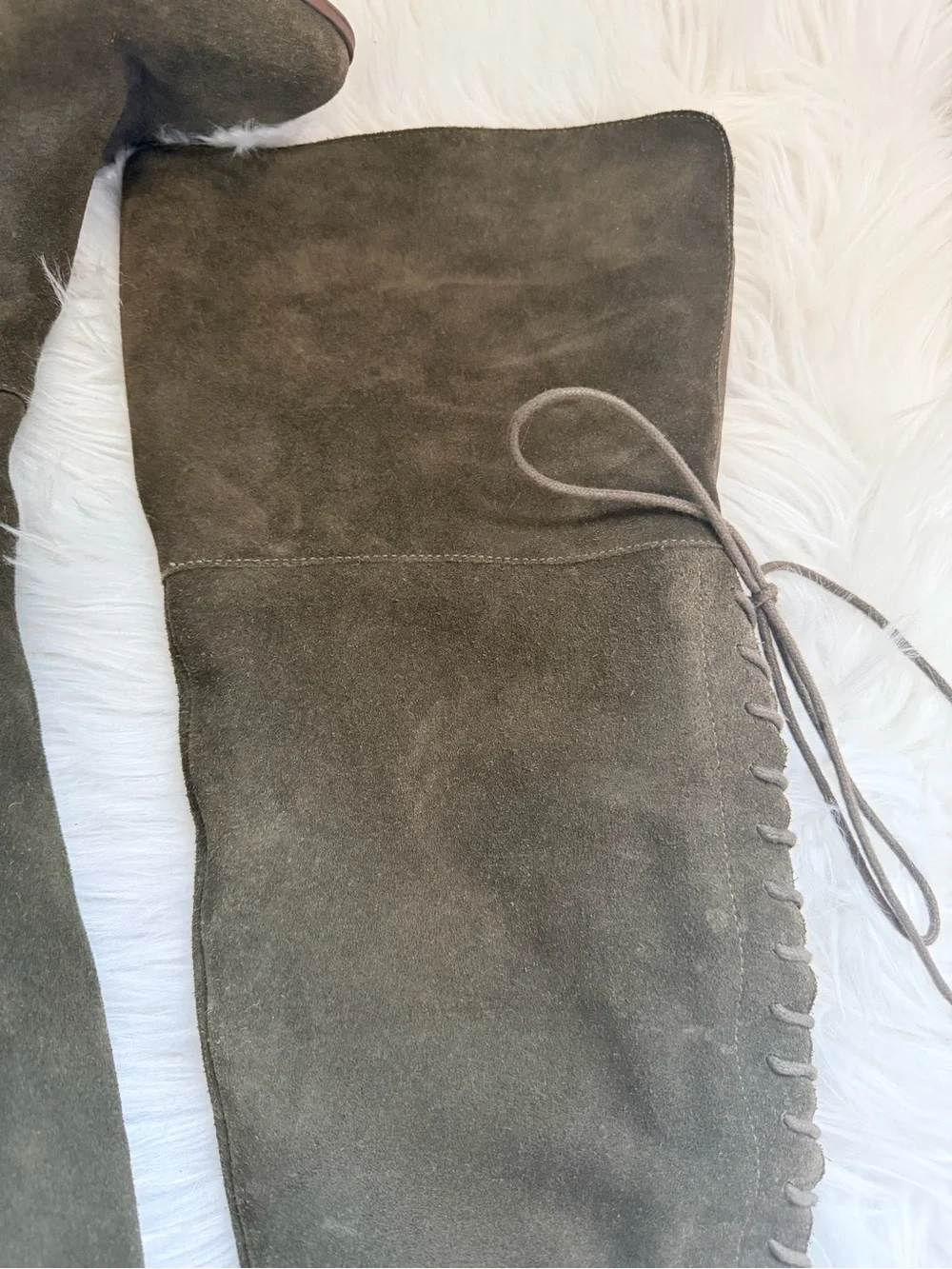 Fall Aldo Over-the-Knee Suede Lace-Up Boots - Olive